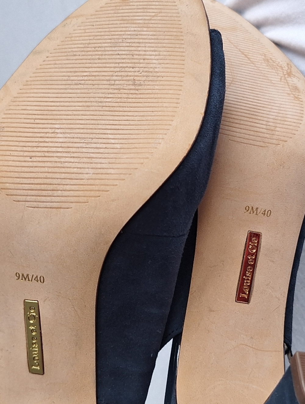 Louise et Cie Navy Suede Heels Size 9 Mary Jane Strap Open Toe Pumps - Picture 5 of 6